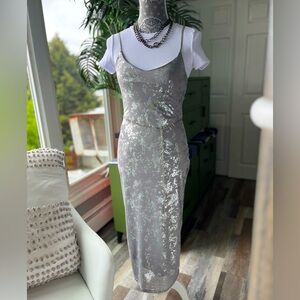 Maxi Curved Silver Grey Strapless Dress Small - “No Comment”
